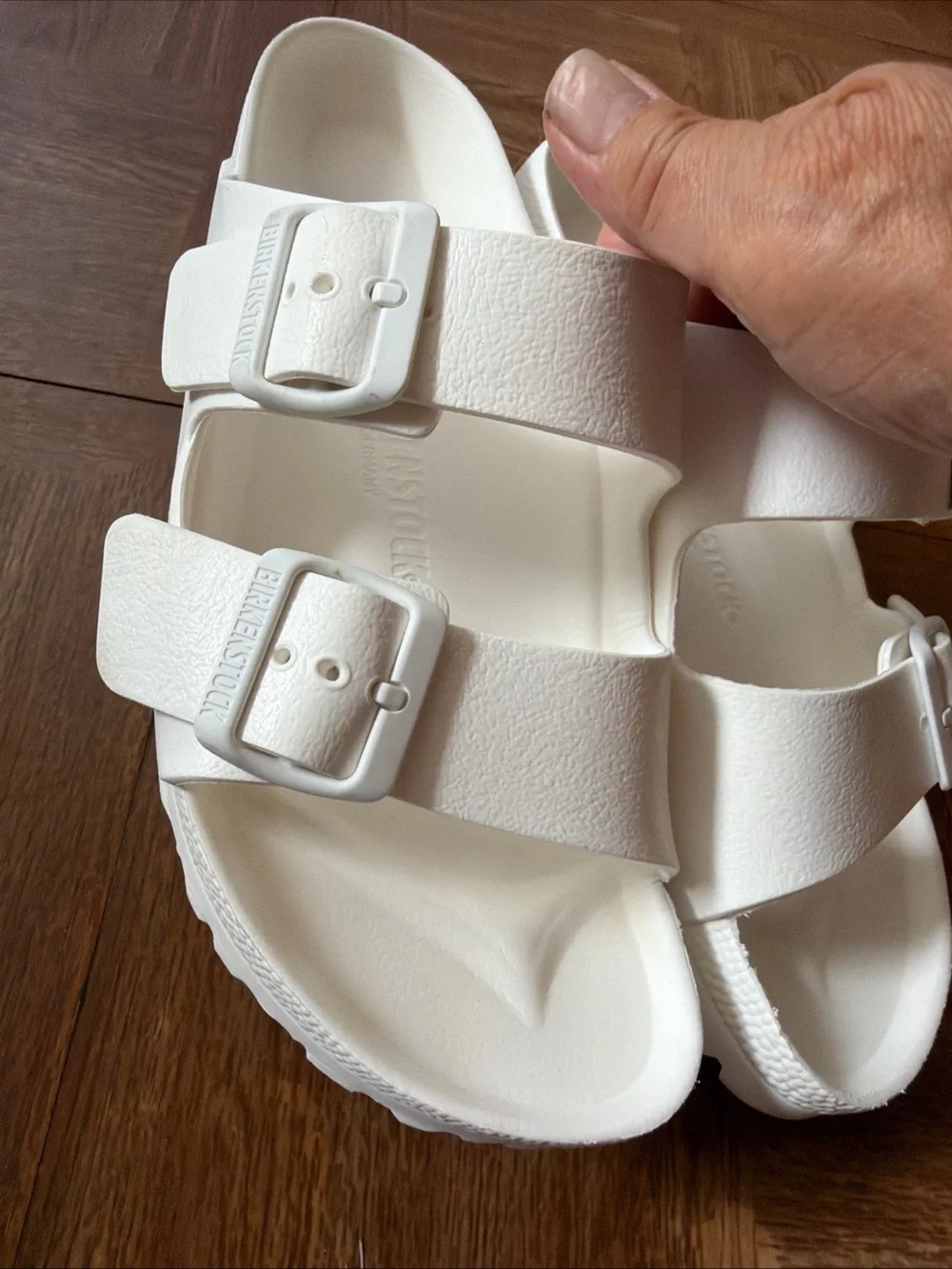 Birkenstock White Dual-Buckle EVA Slide Sandals L7-M5 lightweight